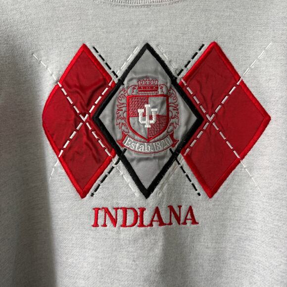 Vintage 90s Indiana University Hoosiers Embroidered Sweatshirt Crewneck - Picture 2 of 5